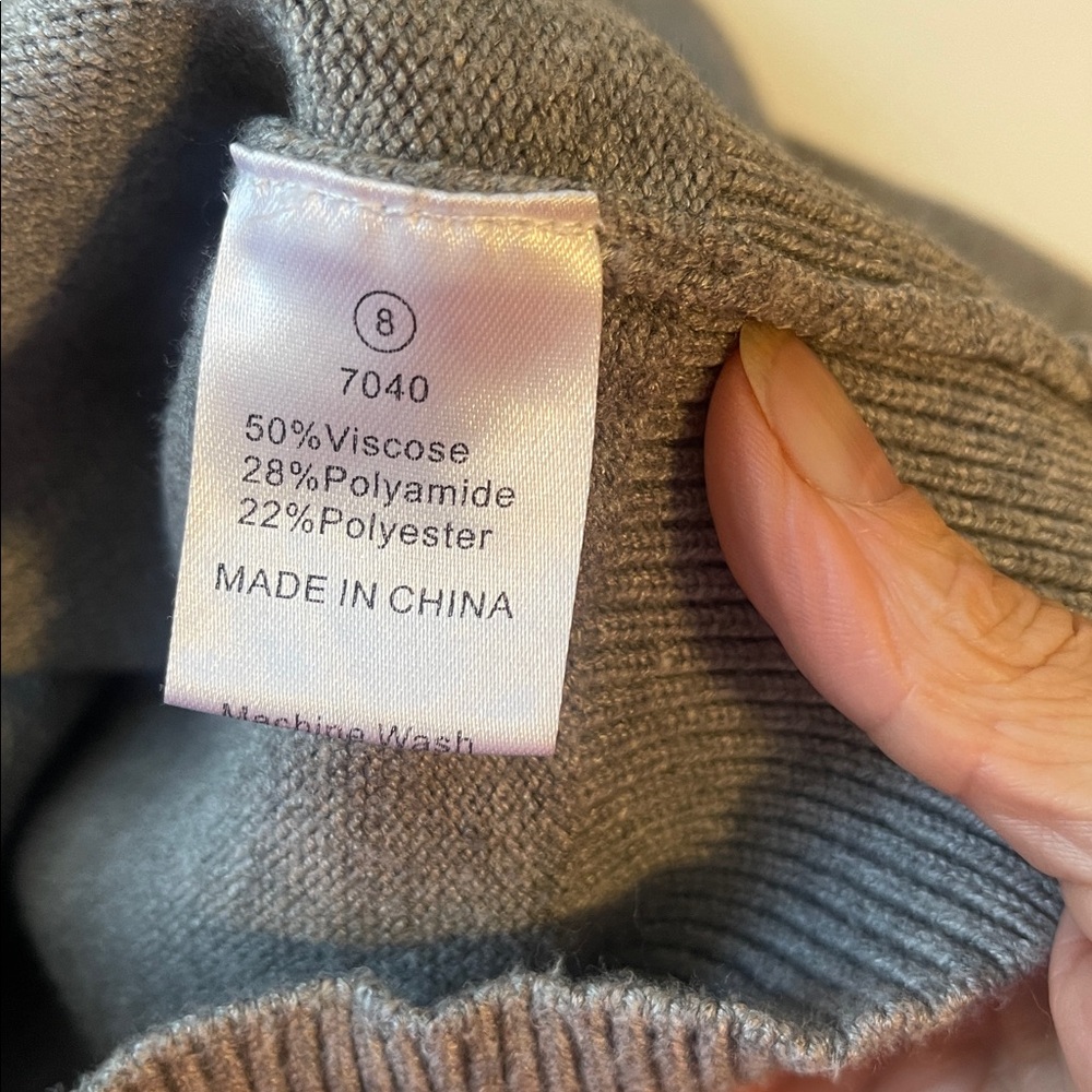 Gray Ruffle Button Sweater - Picture 6 of 6